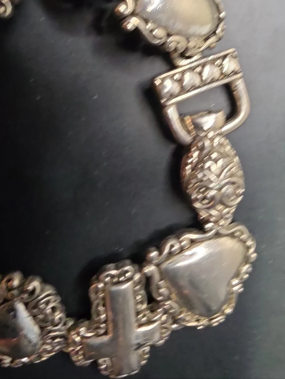 Silver-Tone Heart & Cross Link Bracelet